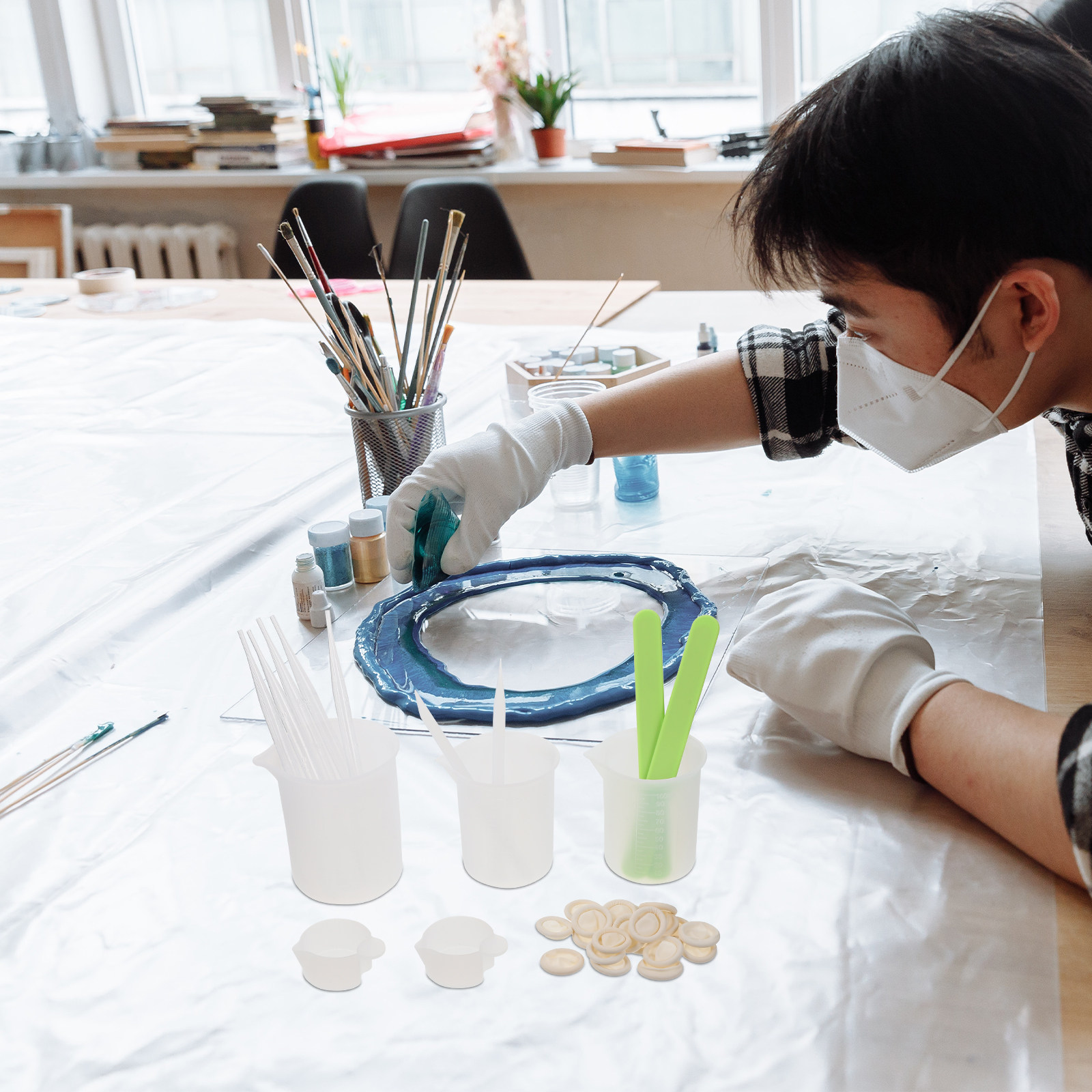 1Set Premium Reusable Silicone - Mixing Cup Silicone ulasan dan harga