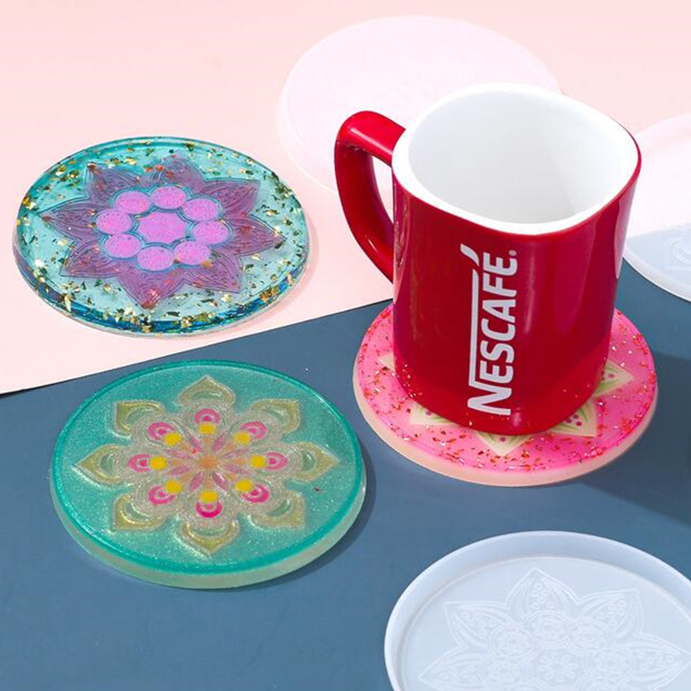 1Pcs Round Coaster Resin Silic - Coaster Mold Round ulasan dan harga