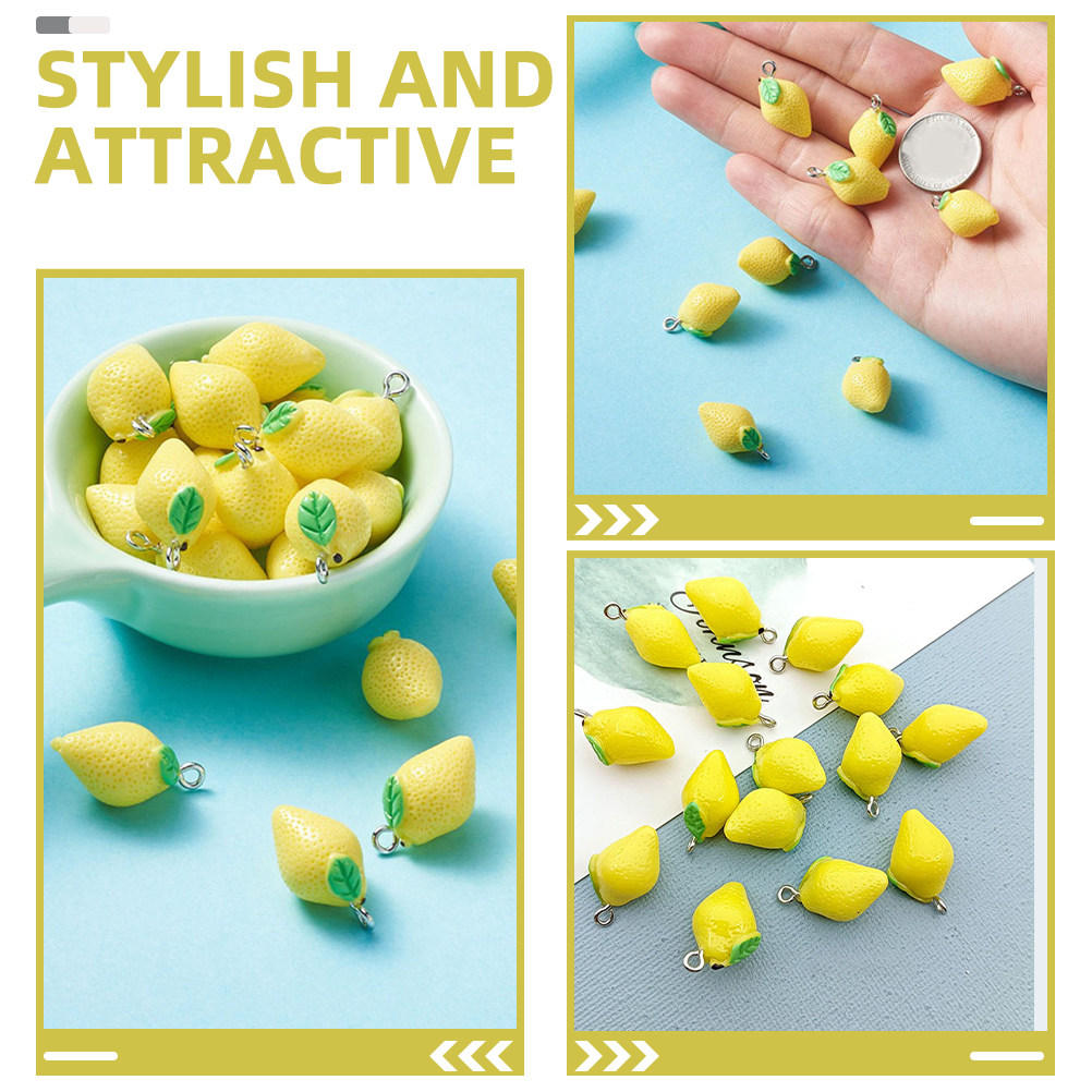 20Pcs Resin Lemon Charms Fruit - Crafting Resin ulasan dan harga