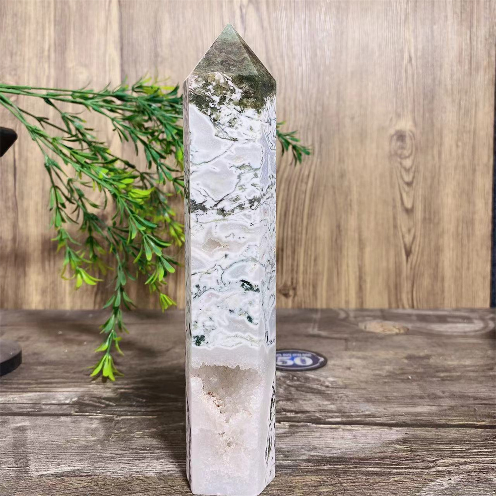 Big Green Moss Agate Druzy Nat - Terrarium Moss Art ulasan dan harga