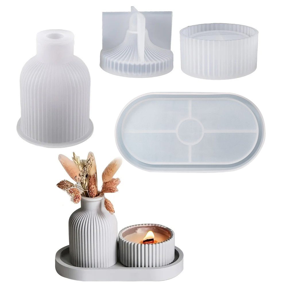 4pcs Silicone Molds Oval Tray  - Coaster Mold Round ulasan dan harga