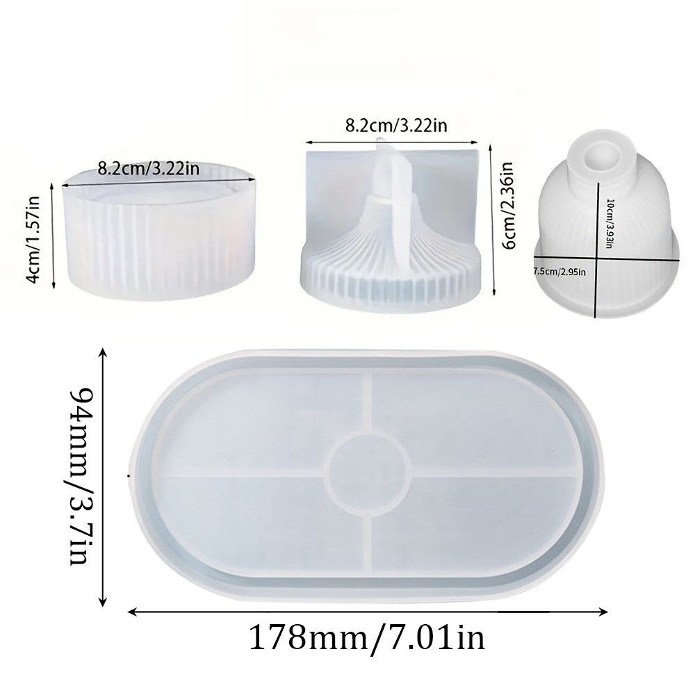 4pcs Silicone Molds Oval Tray  - Coaster Mold Round ulasan dan harga
