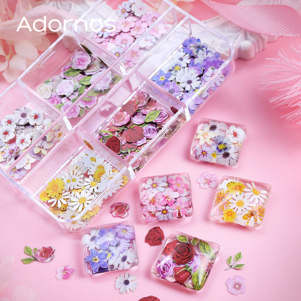 6 Grids Flowers Wood Pulp Chip - Flower Preservation Resin ulasan dan harga