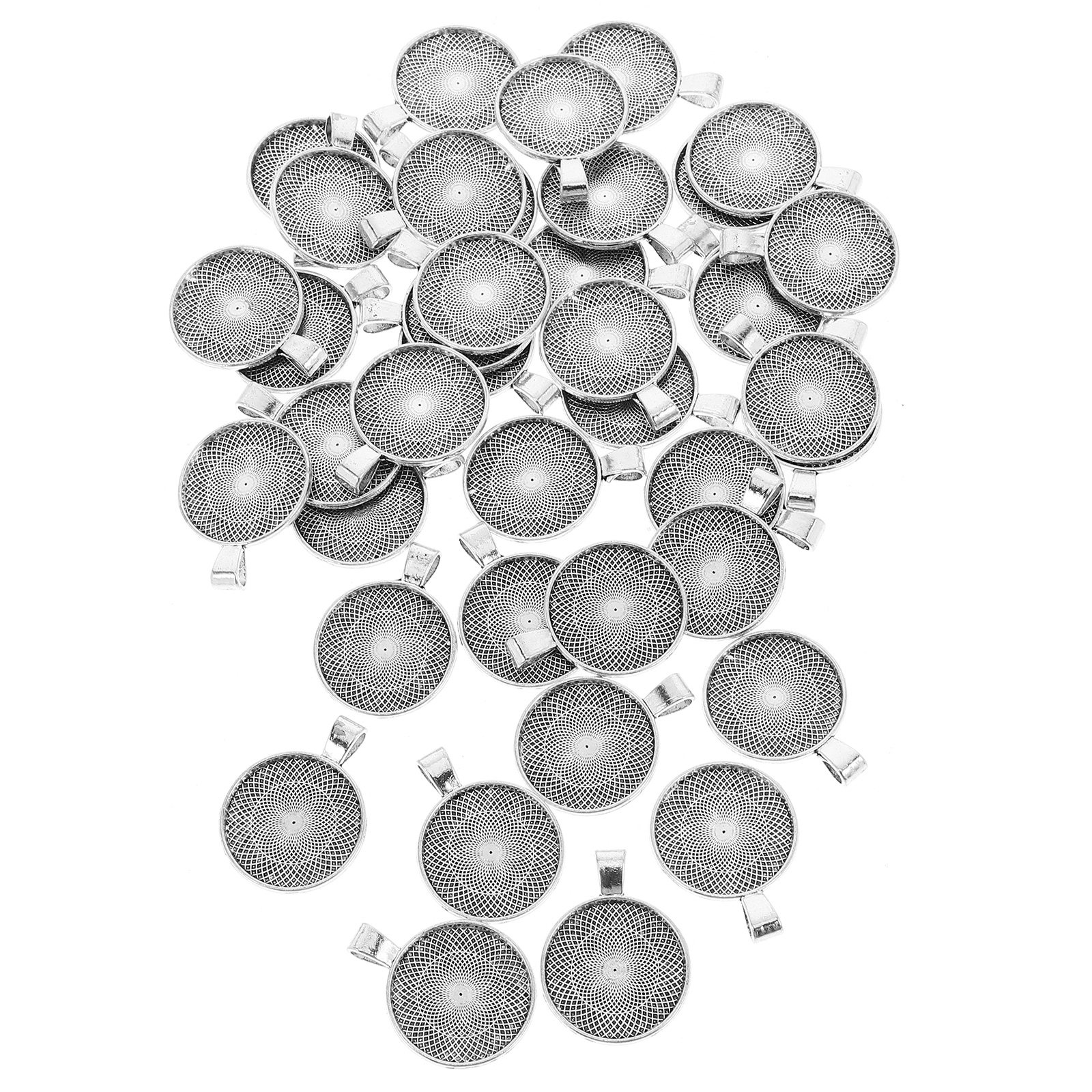 40Pcs Round Pendant Bezels Fla - Resin Crafts Diy ulasan dan harga
