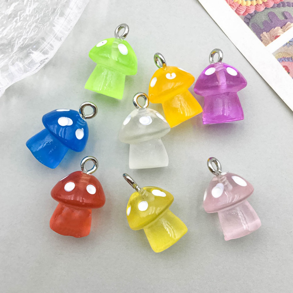 16pcs Luminous Mushroom Charms - Resin Craft Projects ulasan dan harga