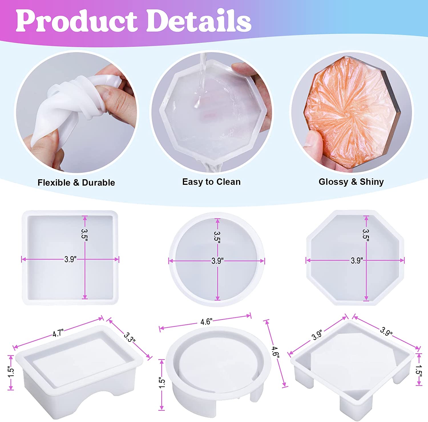 Coaster Resin Molds Silicone,  - Coaster Mold Round ulasan dan harga